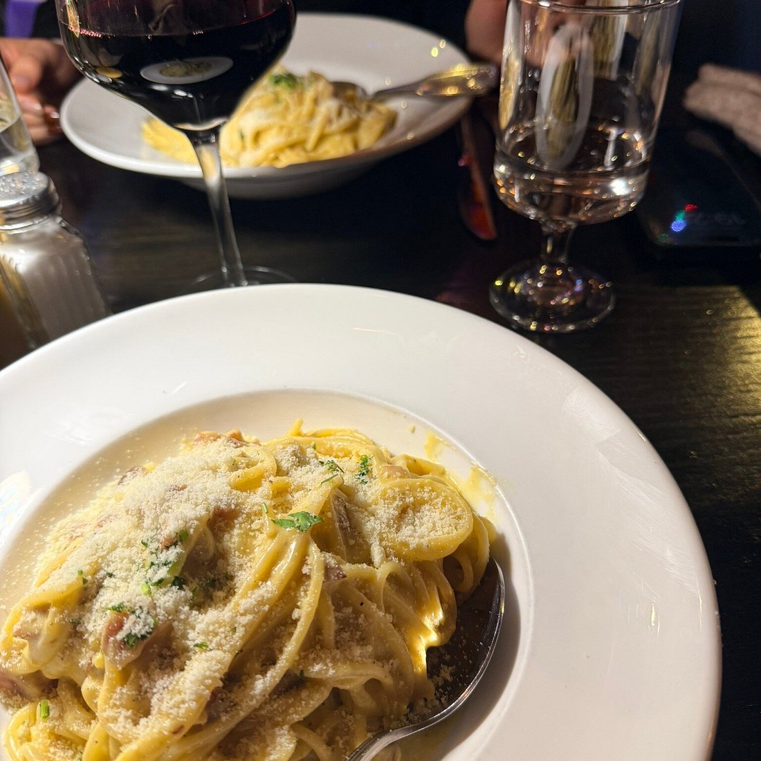 Buona Notte Restaurant signature dishes Fettuccini Alfredo
Pappardelle al Ragú
Spaghetti with Meatballs
